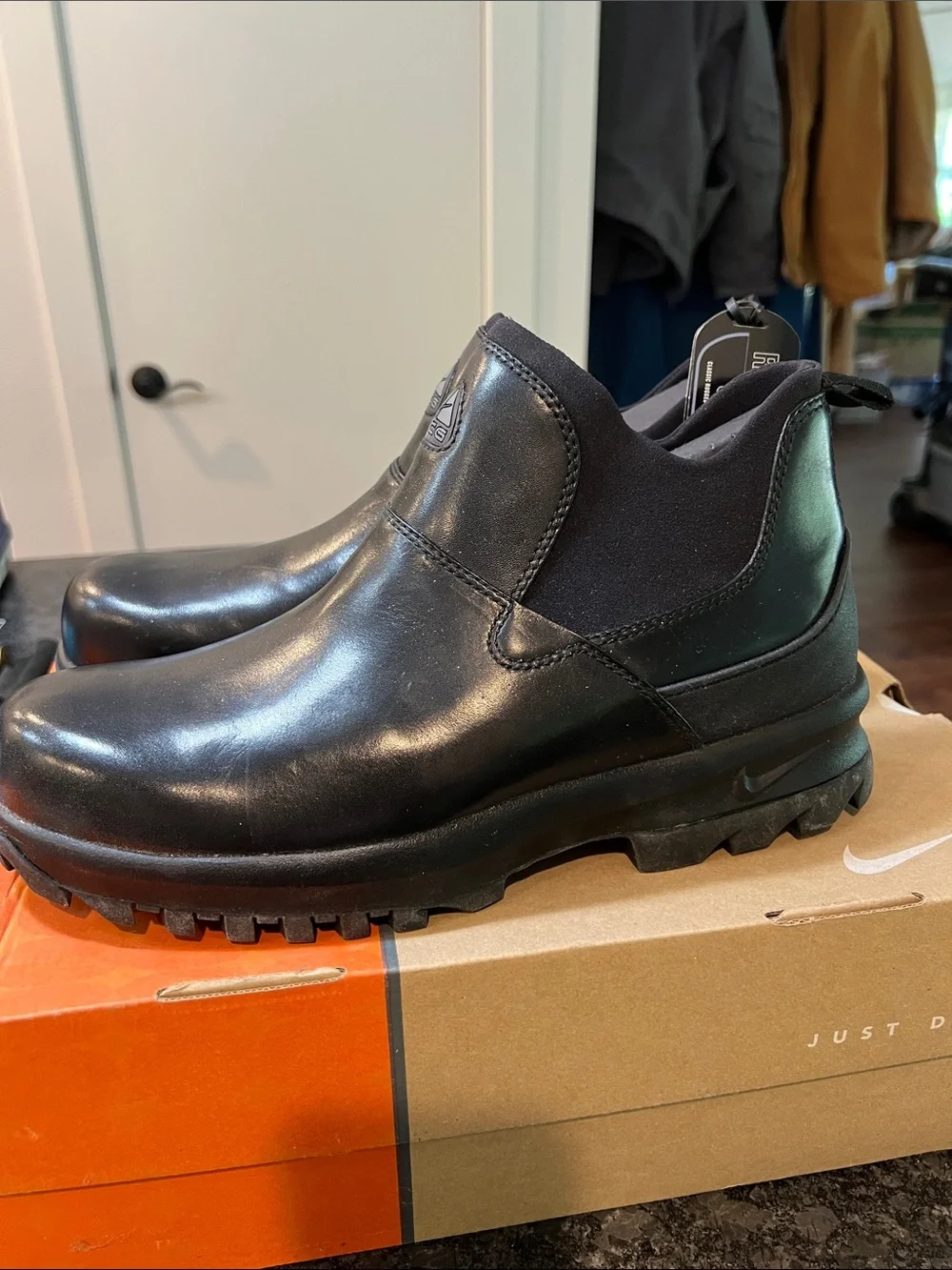 Nike ACG Black Leather Slip-On Lug Sole Loafers